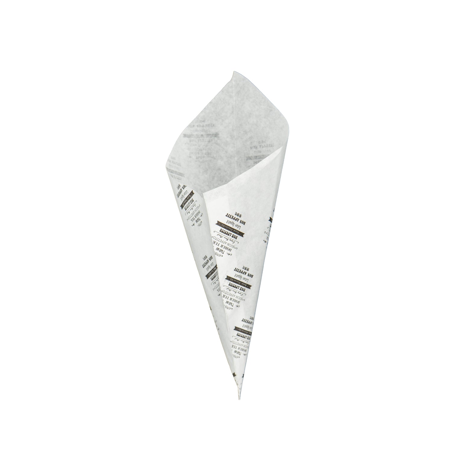 Cono de papel antigrasa de 60 g - Blanco y Negro - "Buen Apetito"