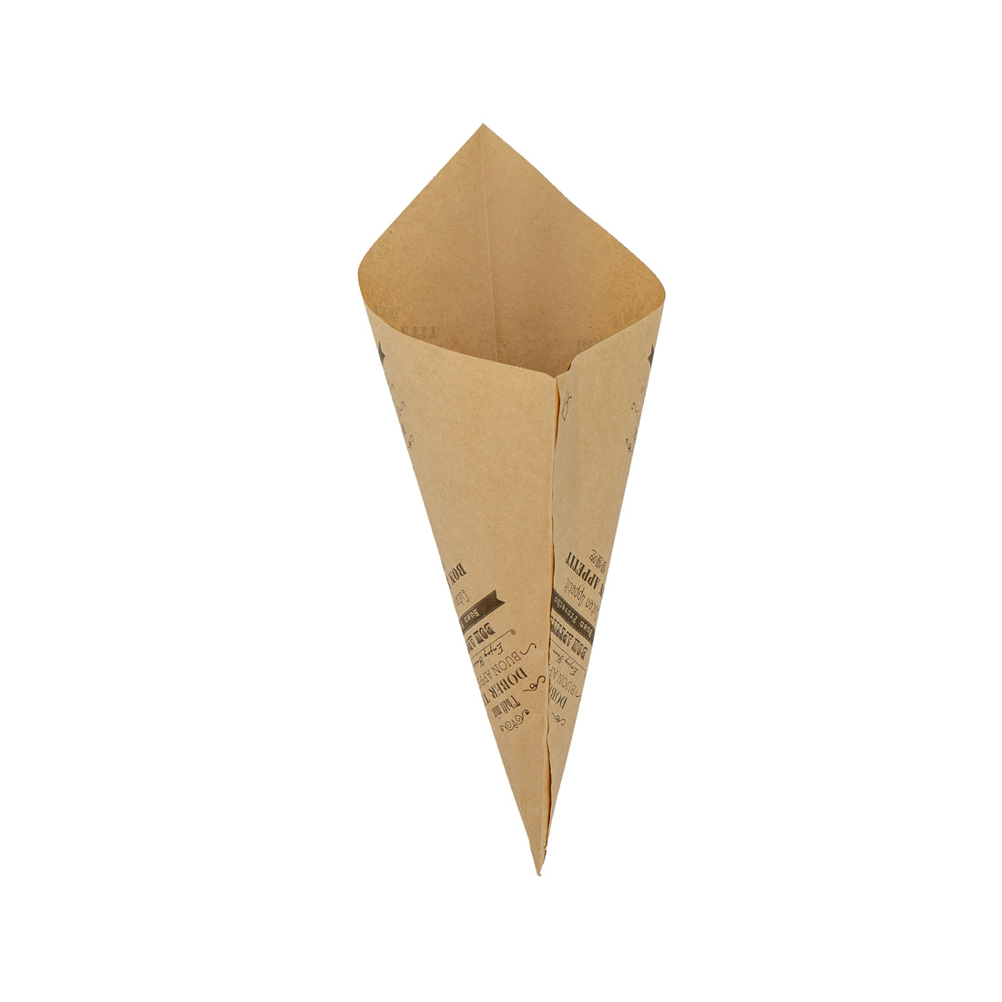 Cone em Papel Antigordura 60g - Kraft e Preto - "Bom Apetite"