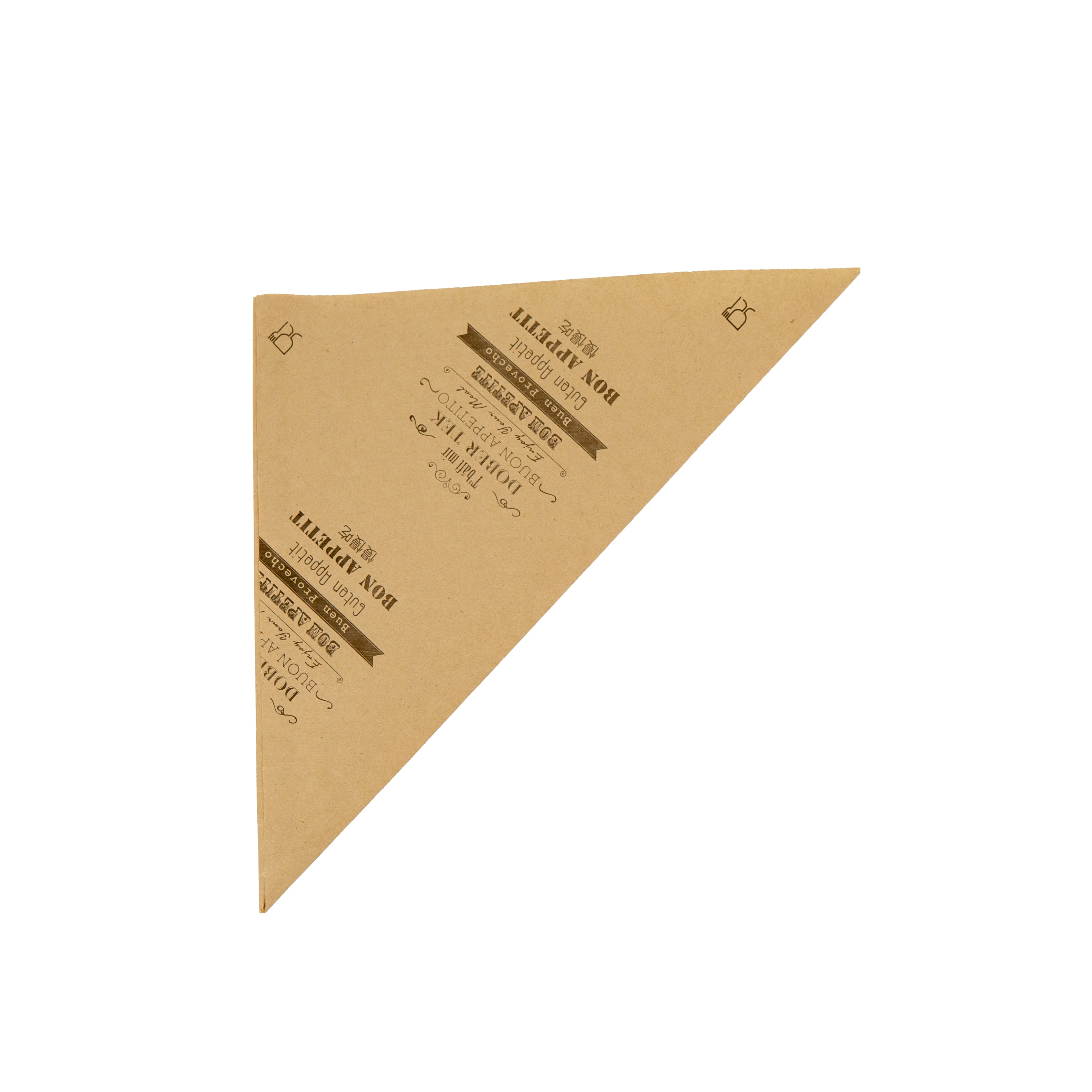 Cone em Papel Antigordura 60g - Kraft e Preto - "Bom Apetite"