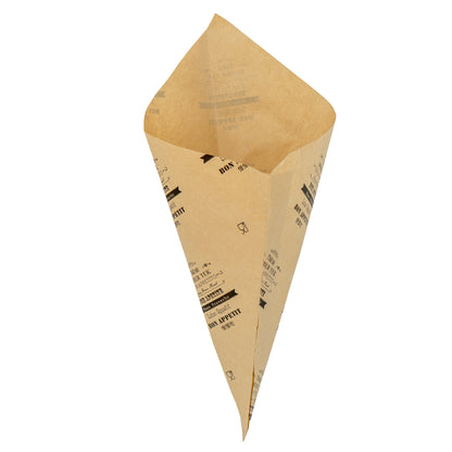 Cone em Papel Antigordura 60g - Kraft e Preto - "Bom Apetite"