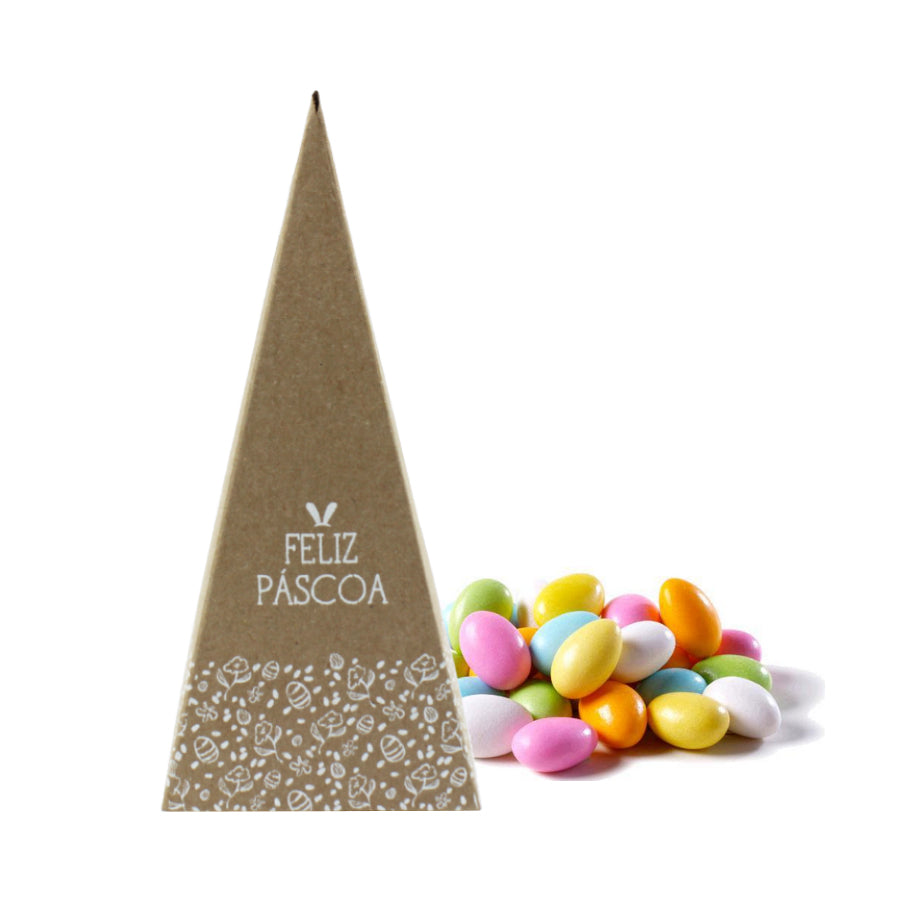 Conos Cuadrados 275g - Kraft y Blanco - "Feliz Pascua"
