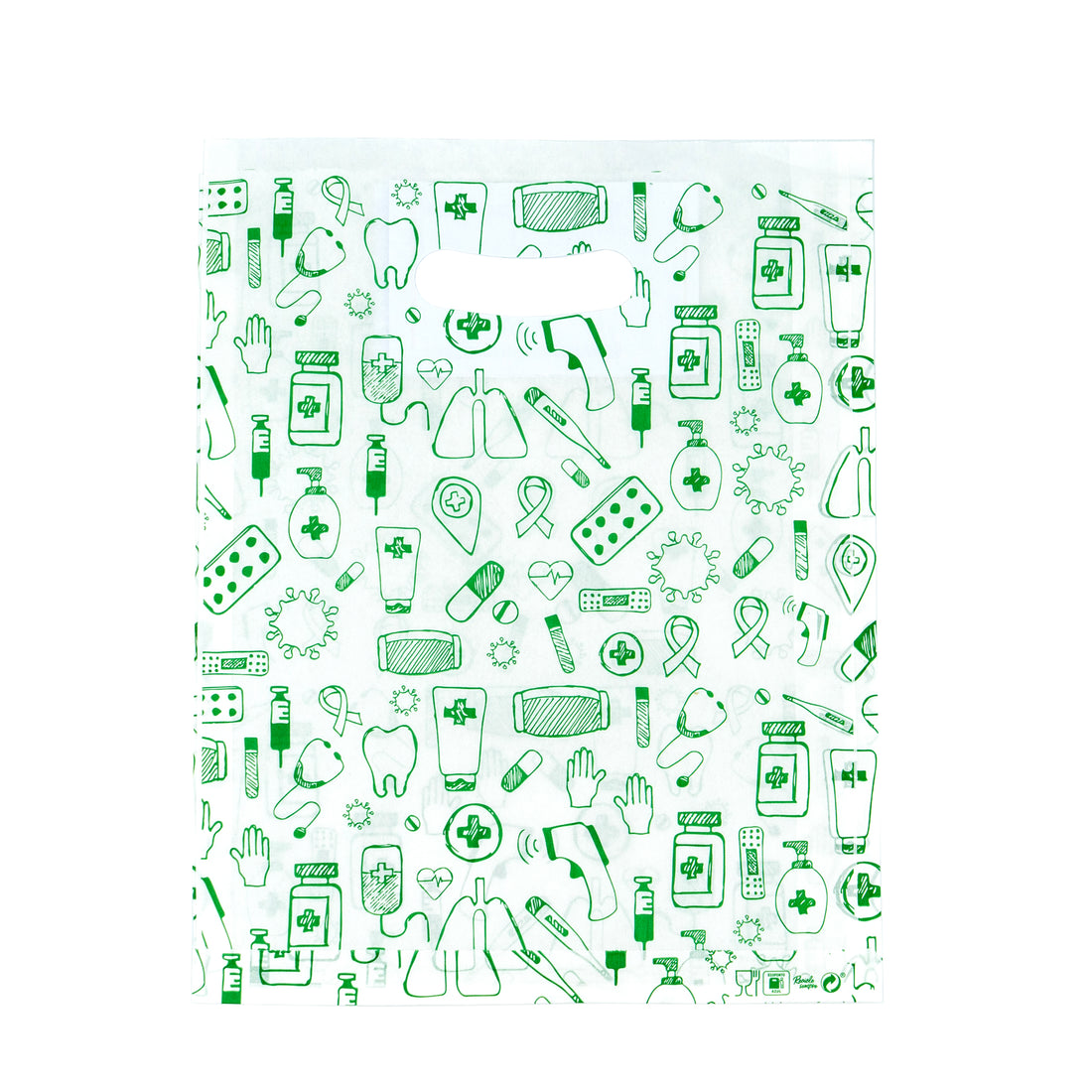 Sacos Corte Feijão Kraft Natural 40g - Branco e Verde - "Genérico Farmácia"