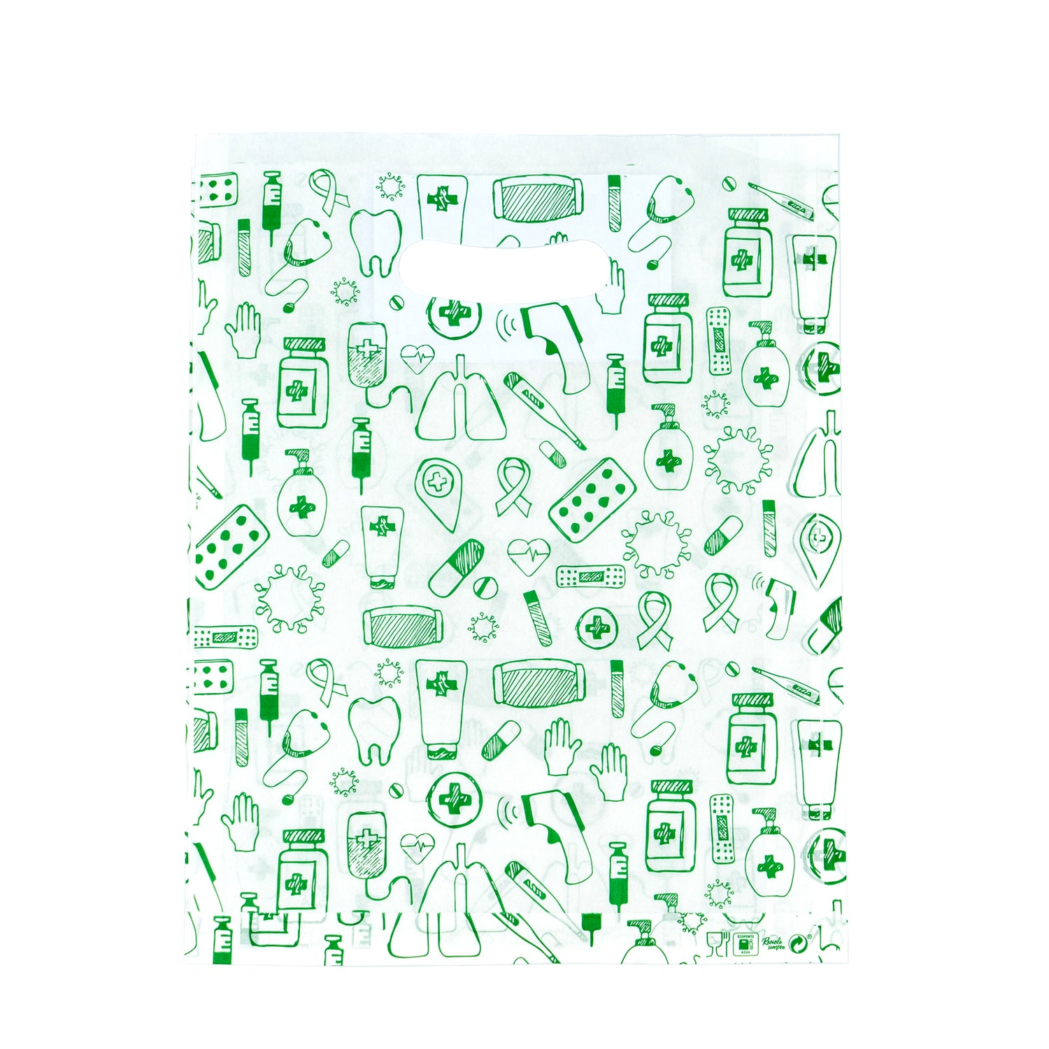 Sacos Corte Feijão Kraft Natural 40g - Branco e Verde - "Genérico Farmácia"
