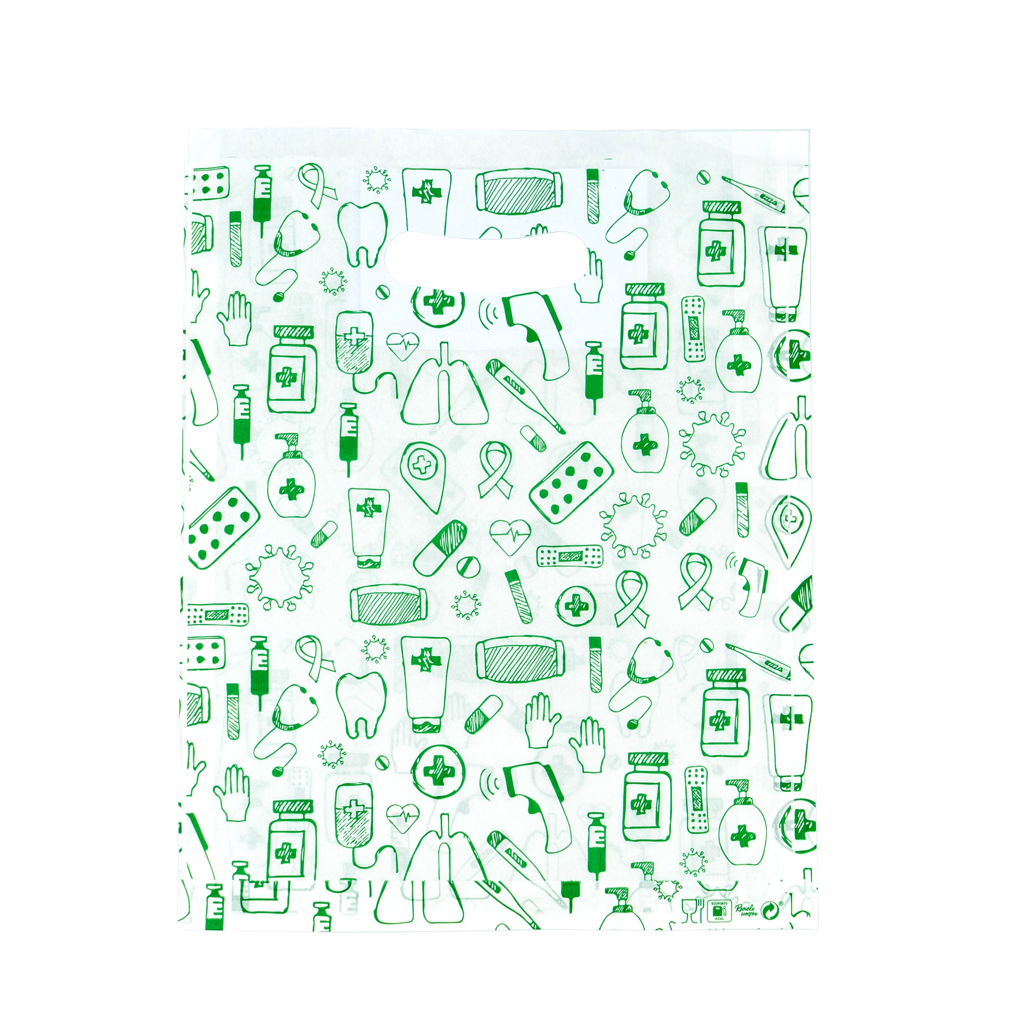 Sacos Corte Feijão Kraft Natural 40g - Branco e Verde - "Genérico Farmácia"