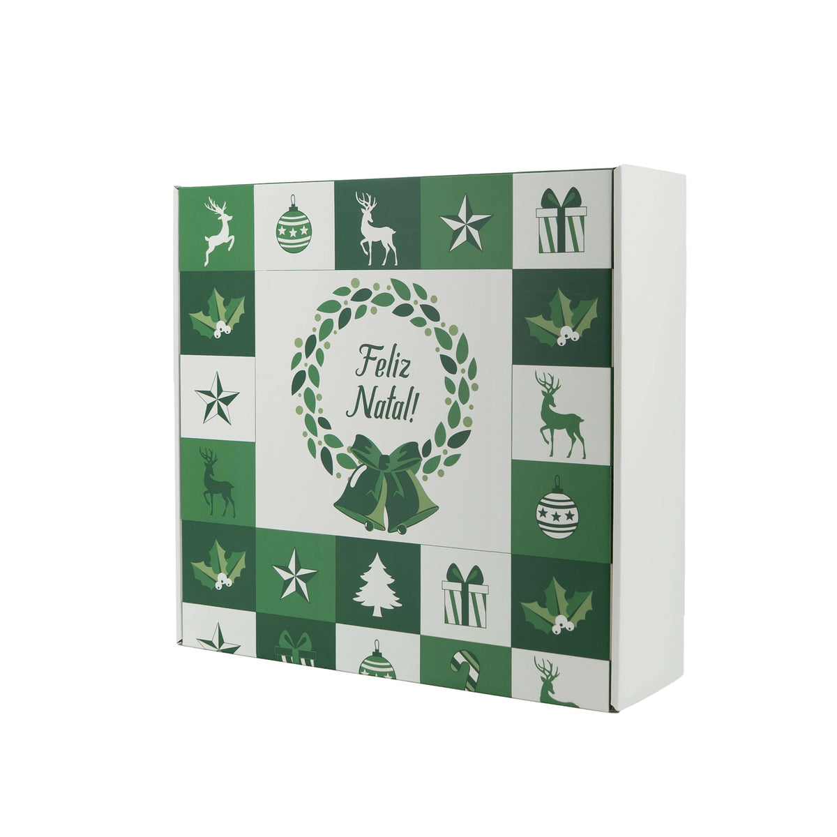 Caixa Cabaz - Verde e Branco - "Bosque Inverno"