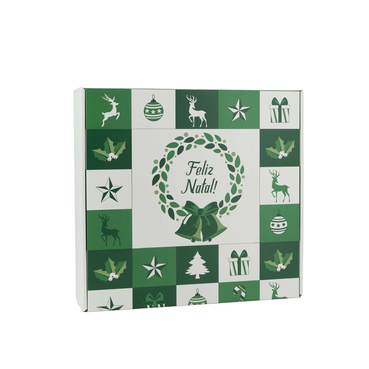 Caixa Cabaz - Verde e Branco - "Bosque Inverno"