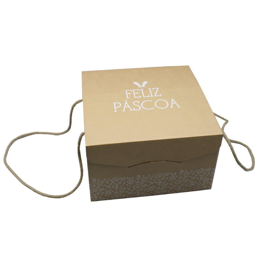 Caixas Segreto com Cordão - Kraft - "Feliz Páscoa"