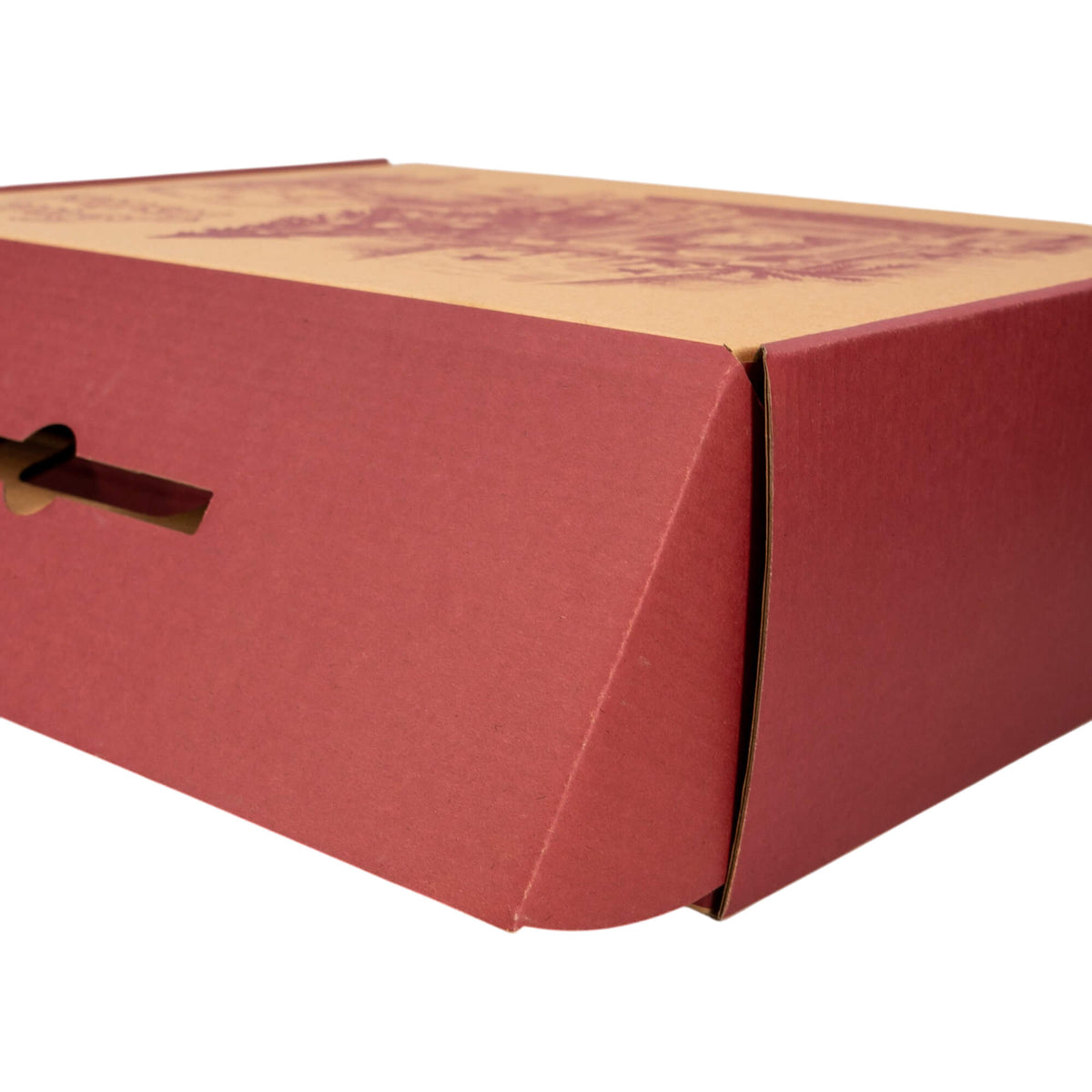 Caixa Mala em Cartão com Pega - Kraft e Bordeuax - "Conforto"