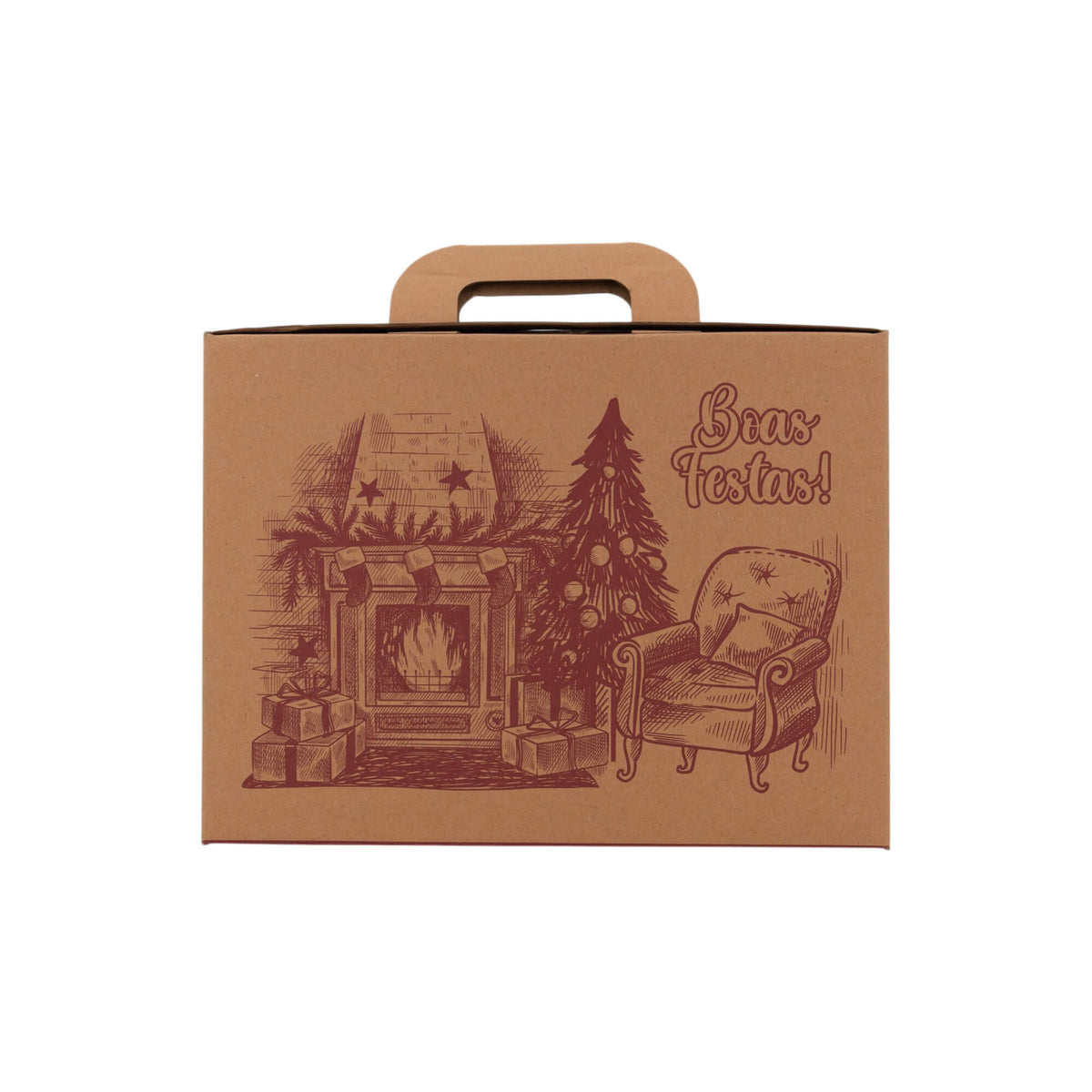 Caixa Mala em Cartão com Pega - Kraft e Bordeuax - "Conforto"
