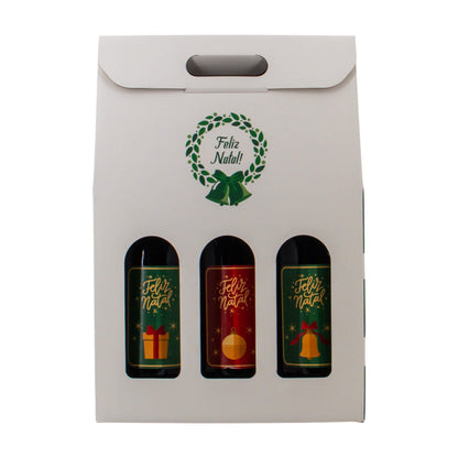 Caixas com Janela para Garrafas - Verde e Branco - "Bosque Inverno"