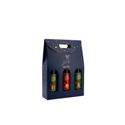 Caixas com Janela para Garrafas - Azul, Dourado e Branco - "Noite Feliz"