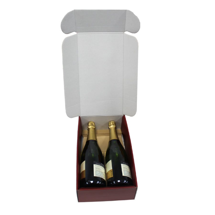 Caixas Cantinetta com Interior Branco para Garrafas - Plastificado Gofrado - Bordeaux