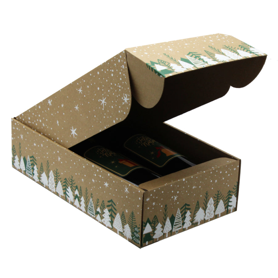 Caixas Cantinetta com Interior para Garrafas - Verde e Branco - "Feliz Natal"
