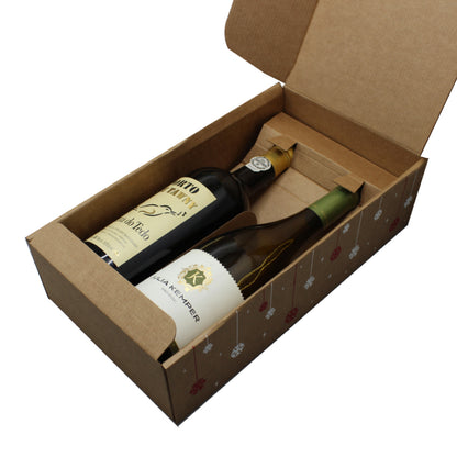 Caixas Cantinetta com Interior para Garrafas - Kraft - "Feliz Natal"