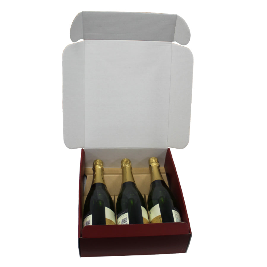 Caixas Cantinetta com Interior Branco para Garrafas - Plastificado Gofrado - Bordeaux
