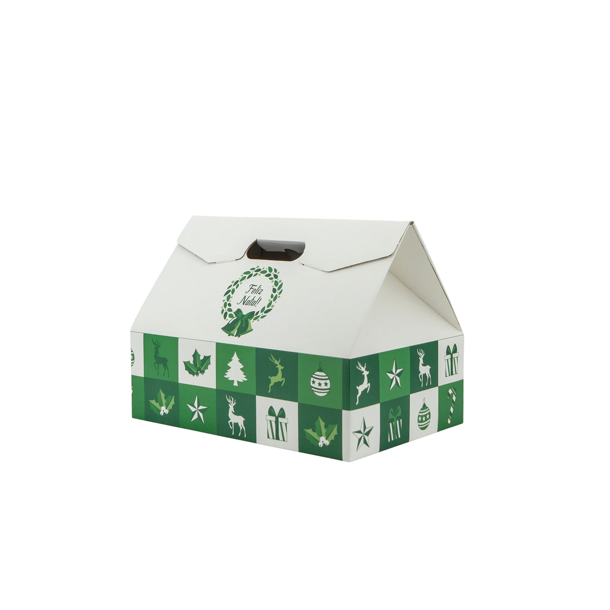 Caixa Cabaz Baulotto - Verde e Branco - "Bosque Inverno"