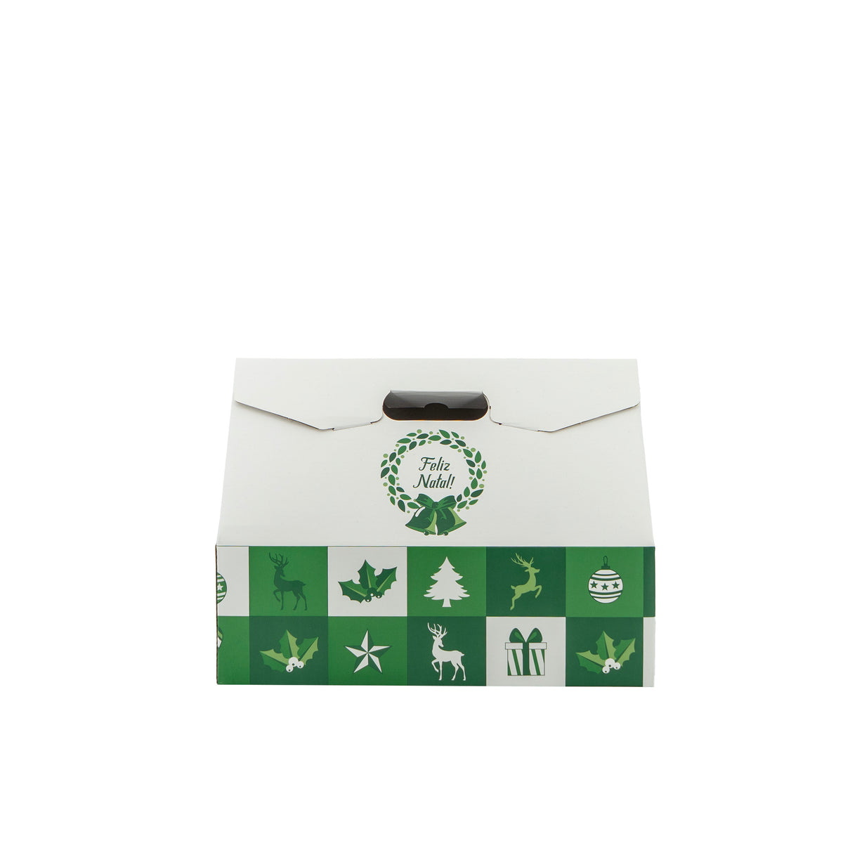 Caixa Cabaz Baulotto - Verde e Branco - "Bosque Inverno"