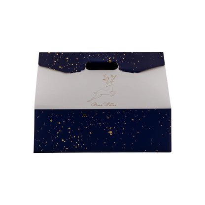 Caixa Cabaz Baulotto - Azul, Dourado e Branco - "Noite Feliz"
