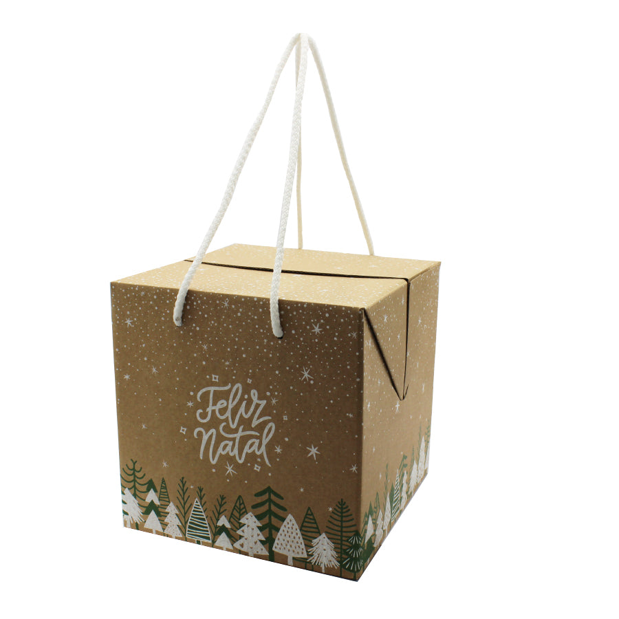 Caixas Segreto com Cordão - Verde e Branco - "Feliz Natal"