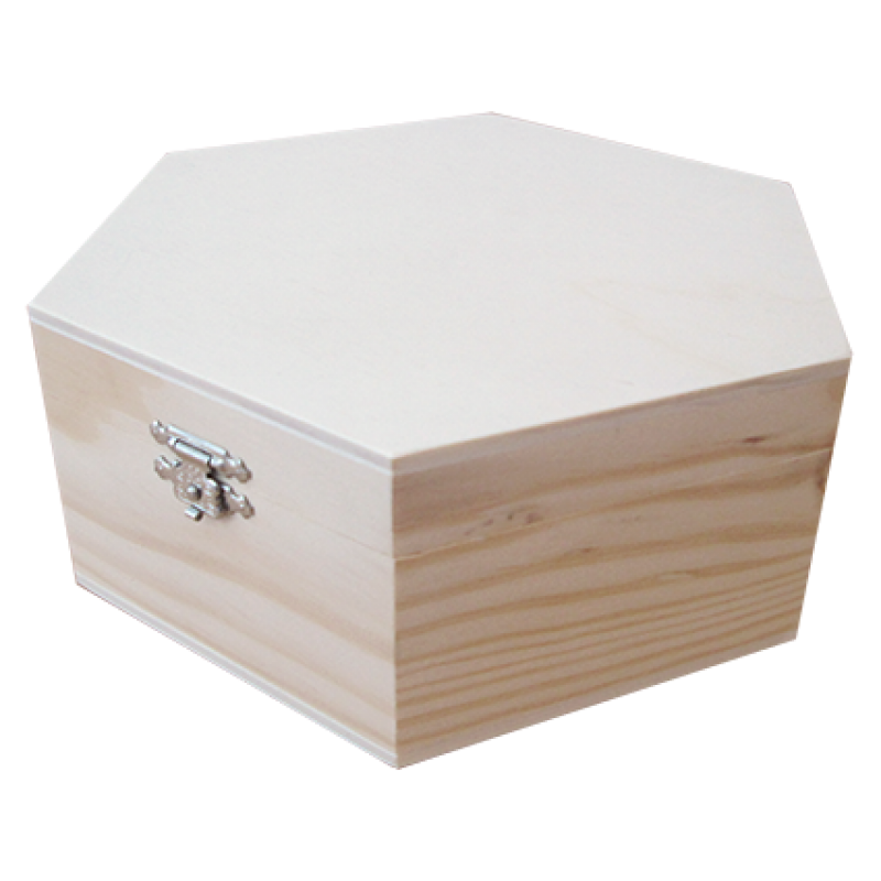 Wooden Hexagonal Box with Latch - Wood