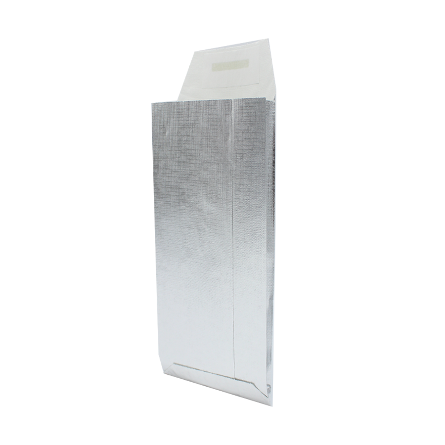 Envelopes de Papel Kraft Branco com Pala Adesiva - Prata Metalizado