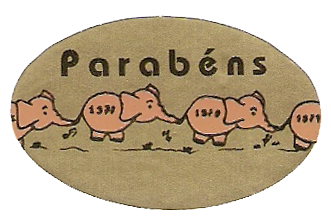 Etiqueta Autocolante Oval - Kraft e Rosa - "Parabéns/Porquinhos"