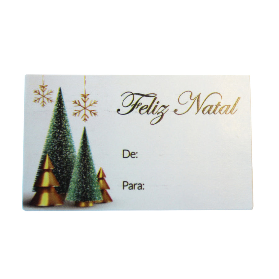 Etiqueta Adhesiva Horizontal con "De/Para" - Multicolor - "Feliz Navidad/Pino"