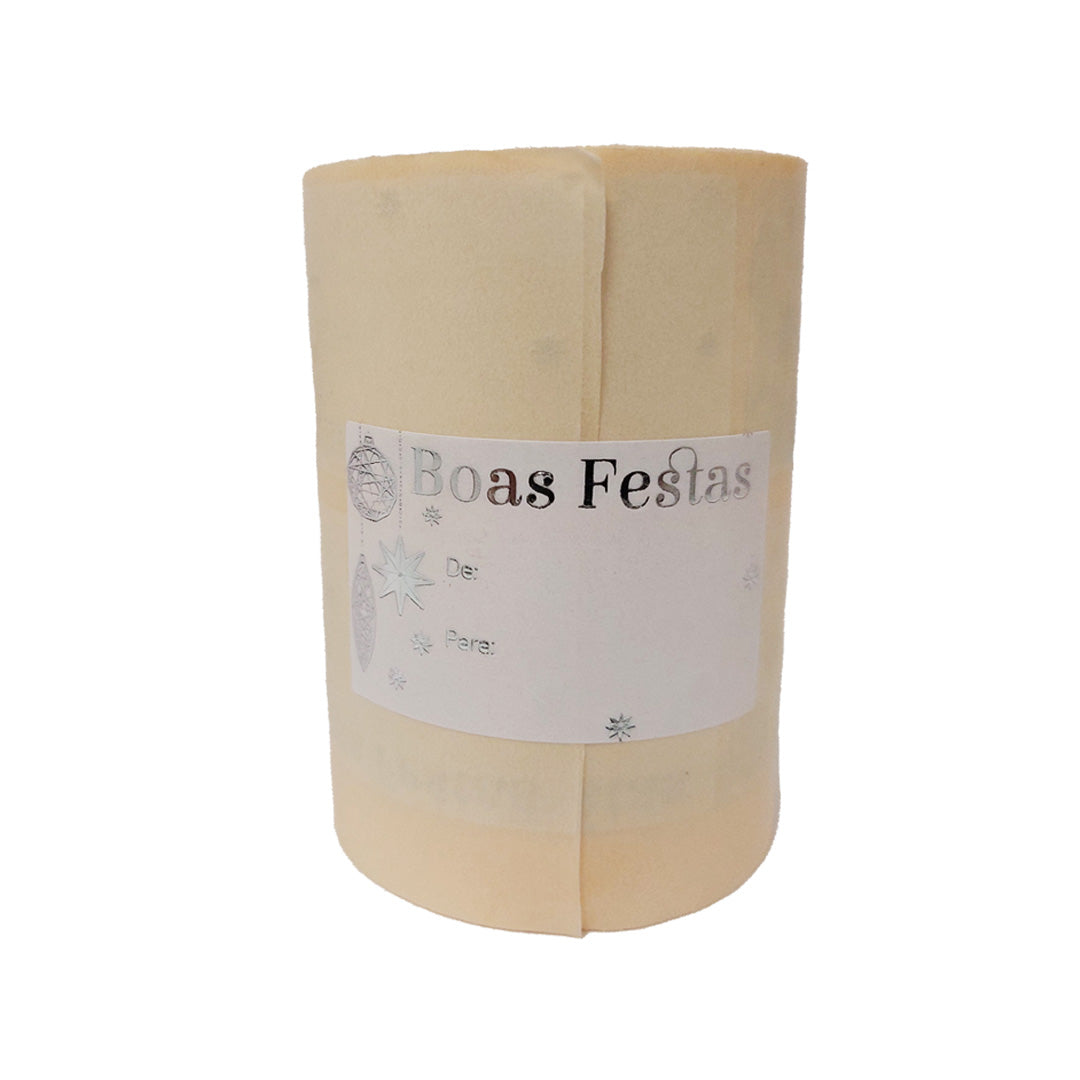 Etiqueta Adhesiva Horizontal con "De/Para" - Plata y Blanco - "Felices Fiestas"