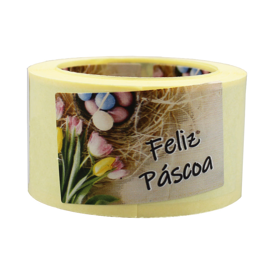 Etiqueta Adhesiva Horizontal - Multicolor - "Feliz Pascua/Nido"