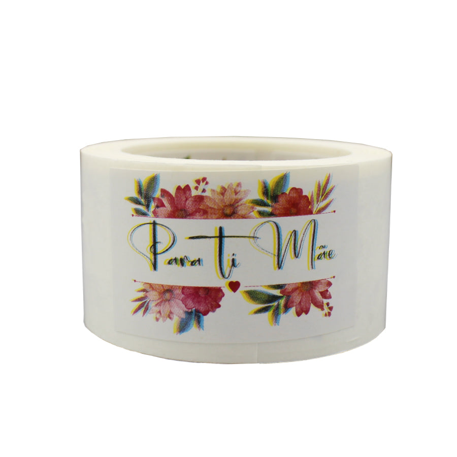 Etiqueta Adhesiva Horizontal - Multicolor - "Para ti Mamá/Flores"