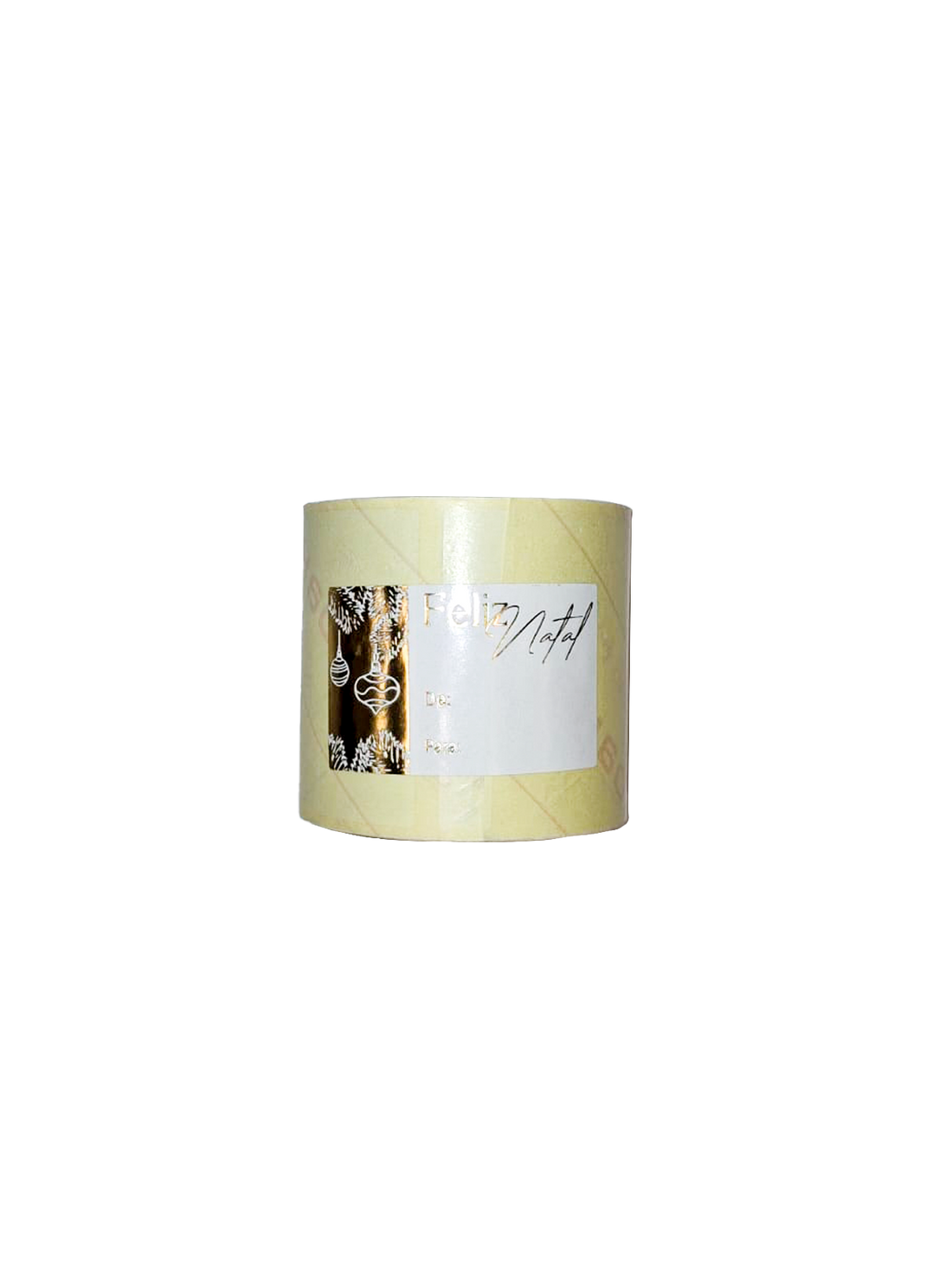 Etiqueta Autocolante Horizontal - Ouro - "Feliz Natal/Enfeitos"