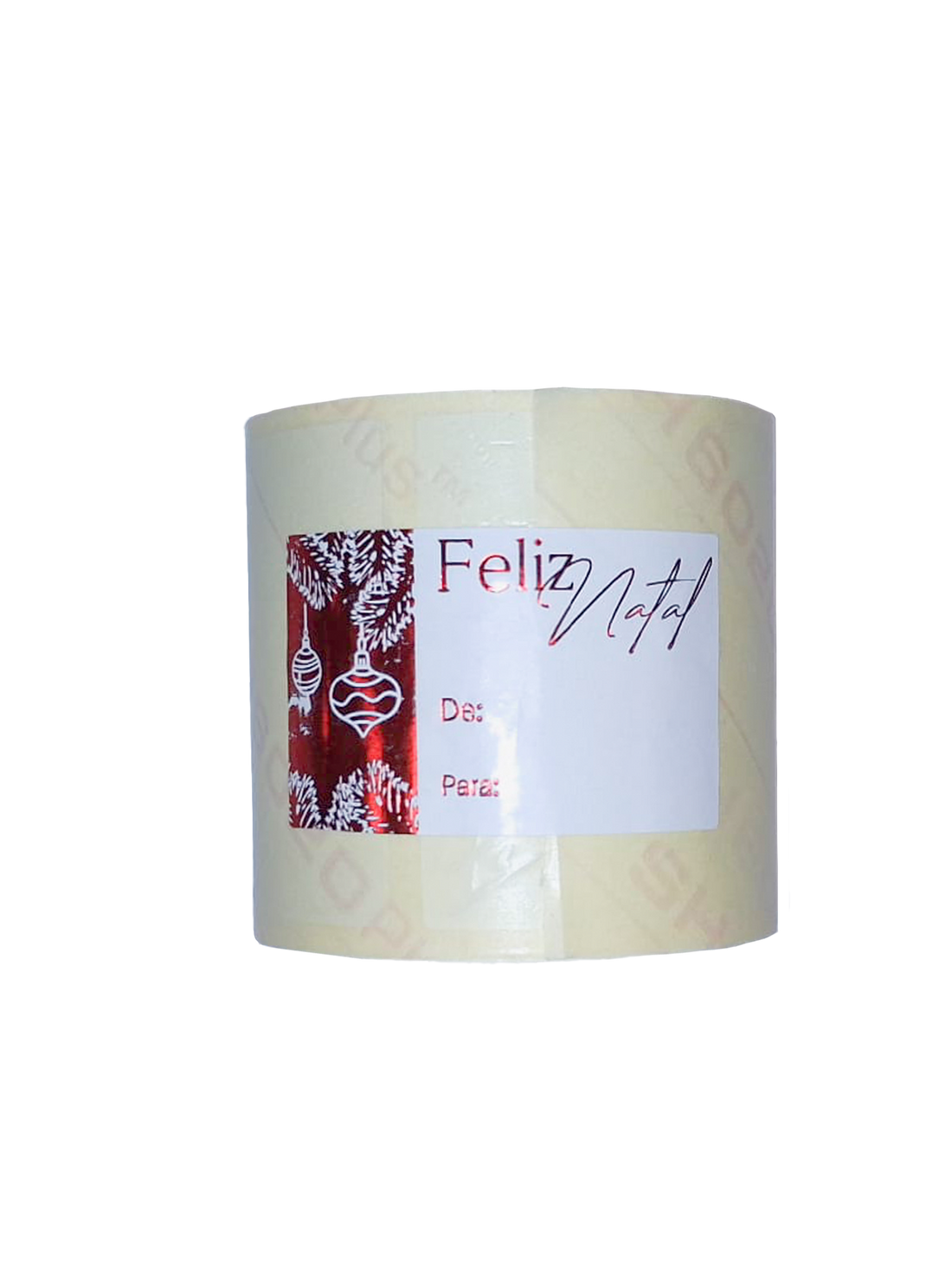 Etiqueta Autocolante Horizontal - Vermelho- "Feliz Natal/Enfeitos"
