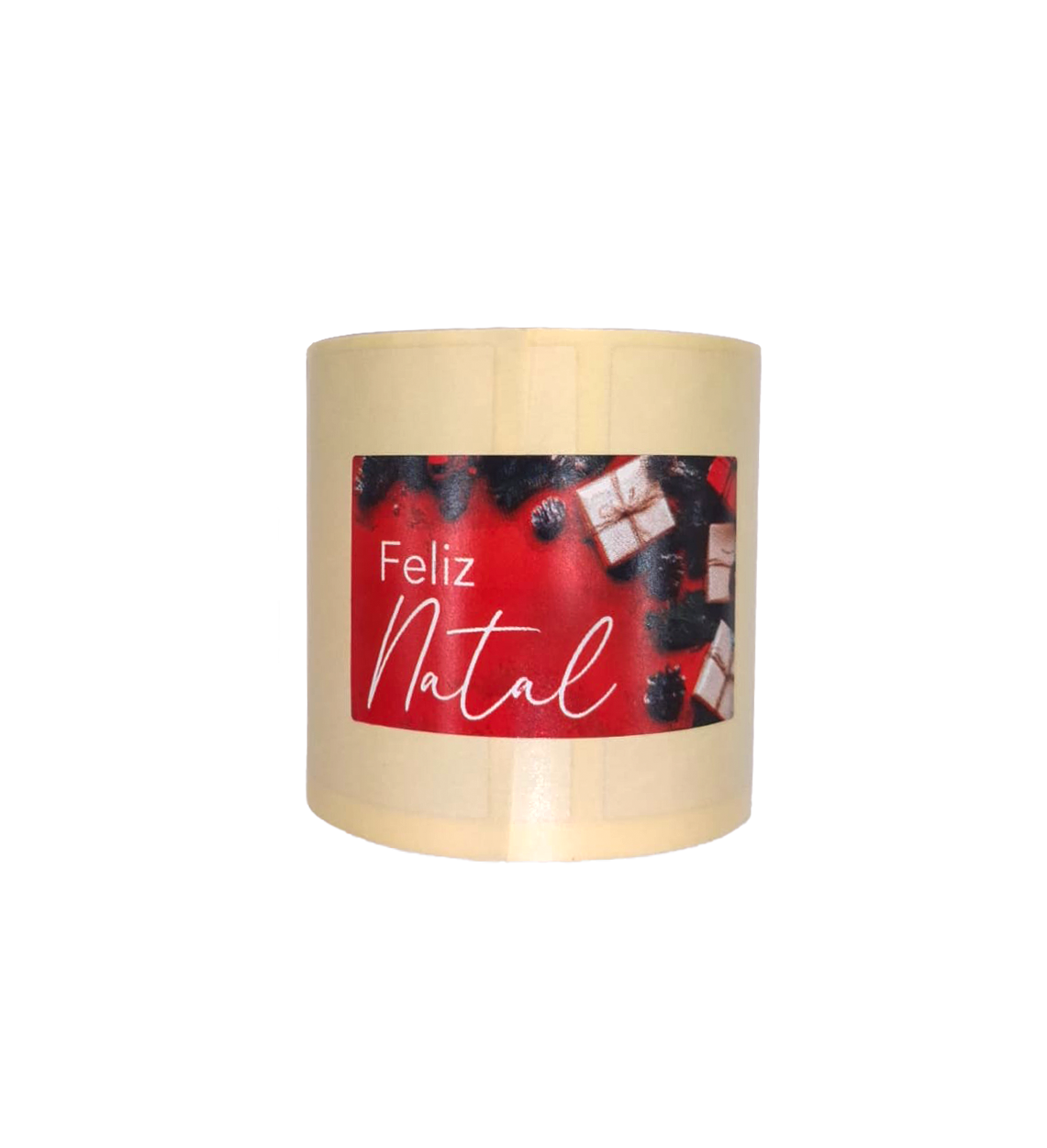 Etiqueta Adhesiva Horizontal - Roja - "Feliz Navidad/Regalos"