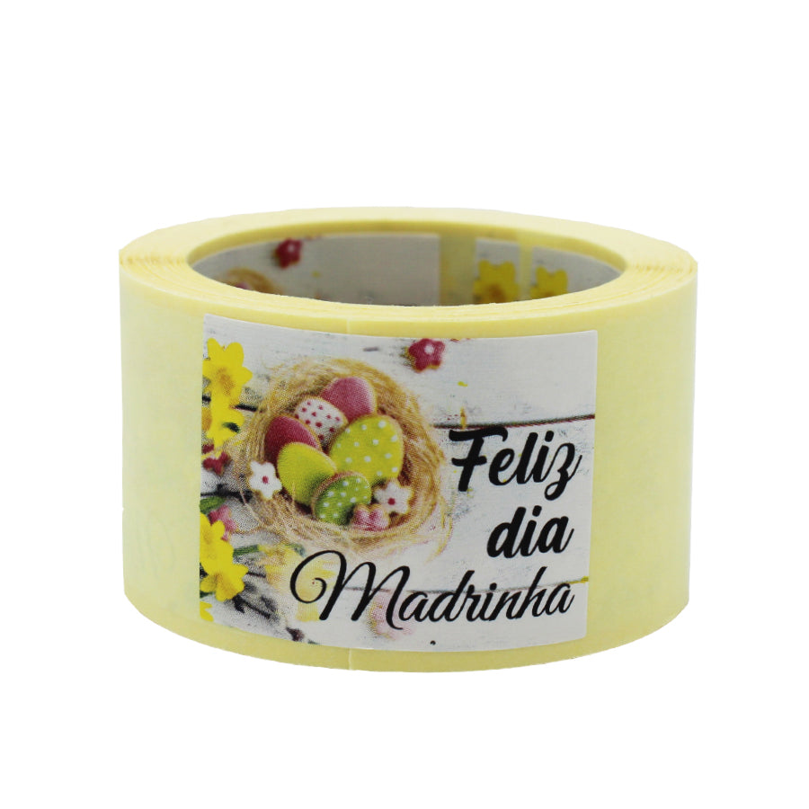 Etiquetas Adhesivas Verticales - Multicolor - "Feliz Día Madrina/Huevos"