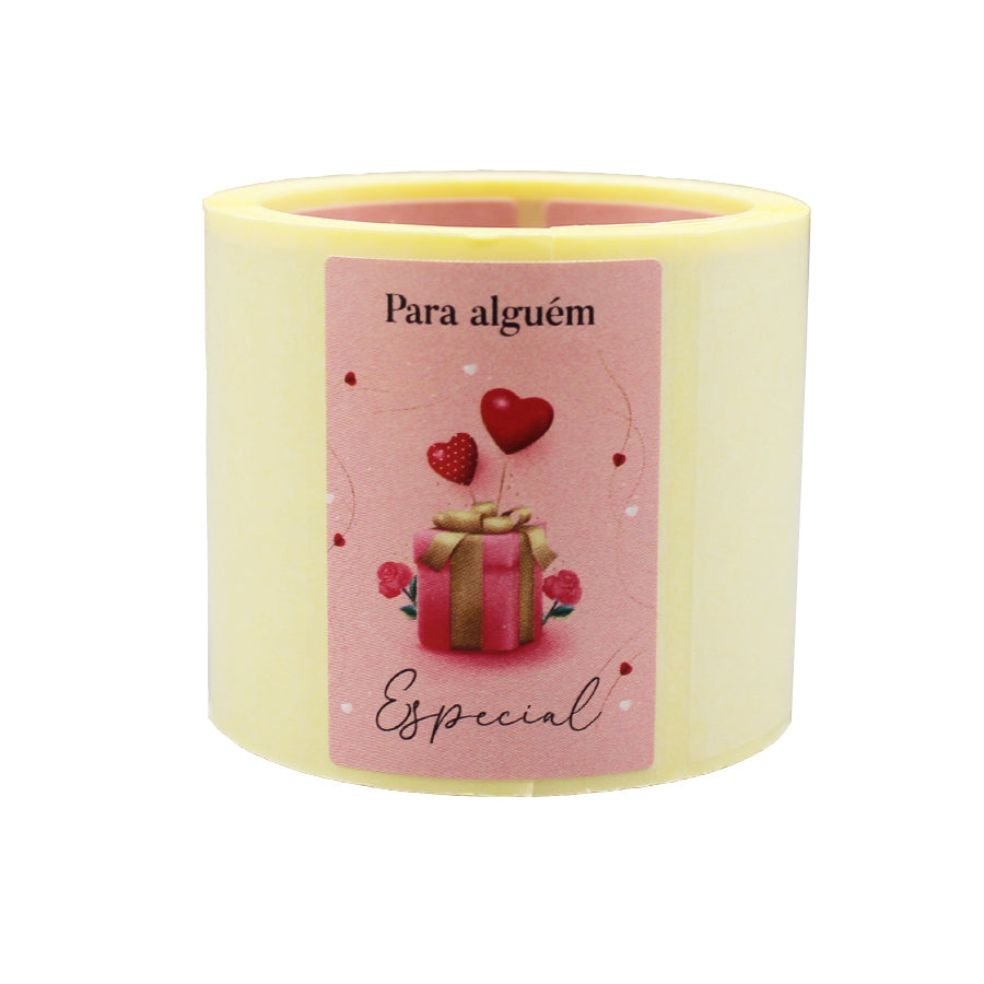 Etiqueta Autocolante Vertical - Rosa - "Para Alguem Especial/Caixa Coração"