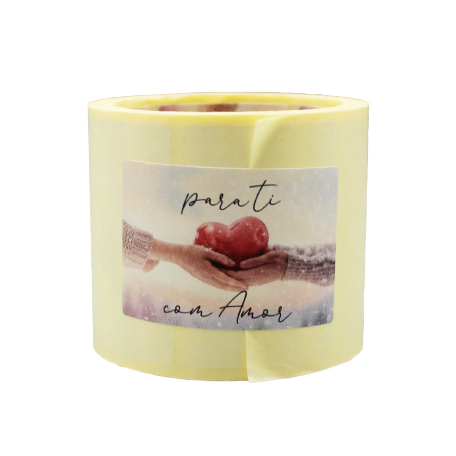 Etiqueta Autocolante Horizontal - Multicor - "Para ti com Amor/Maõs"