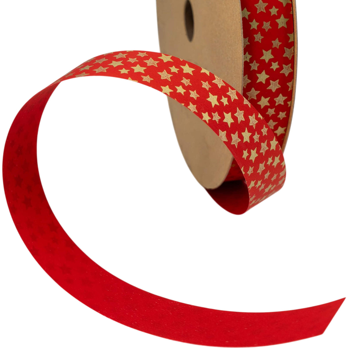 Painted Ribbon - Red and Gold - "Stars"