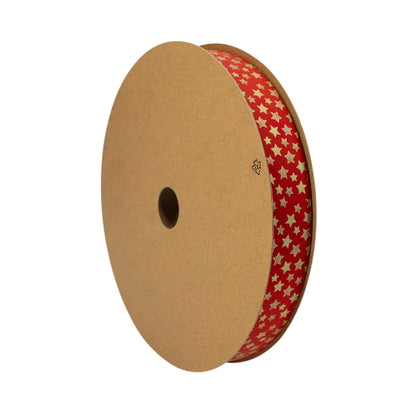 Painted Ribbon - Red and Gold - "Stars"