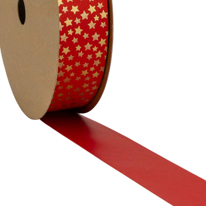 Painted Ribbon - Red and Gold - "Stars"