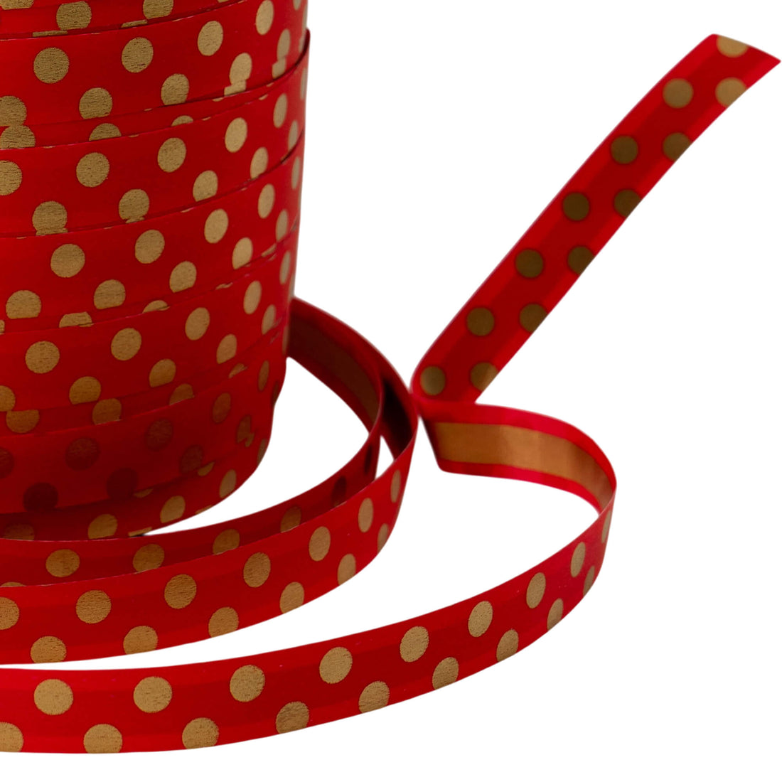 Dots Stripes Ribbon - Red and Gold - "Balls"