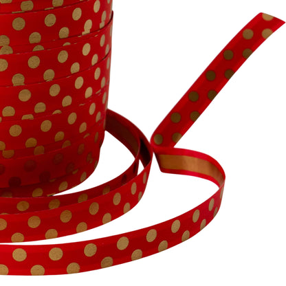Dots Stripes Ribbon - Red and Gold - "Balls"