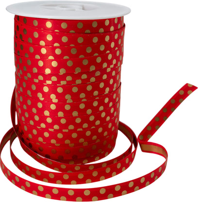 Dots Stripes Ribbon - Red and Gold - "Balls"