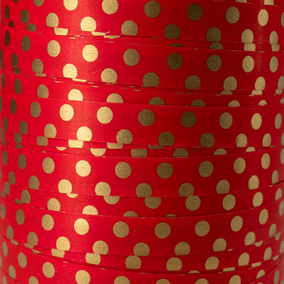 Dots Stripes Ribbon - Red and Gold - "Balls"