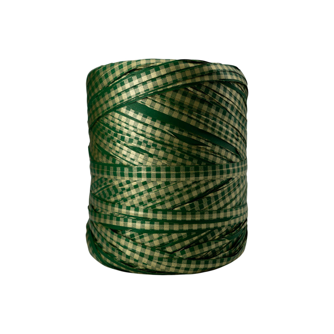 Fita Ráfia Vichy - Verde e Ouro - "Quadrados"