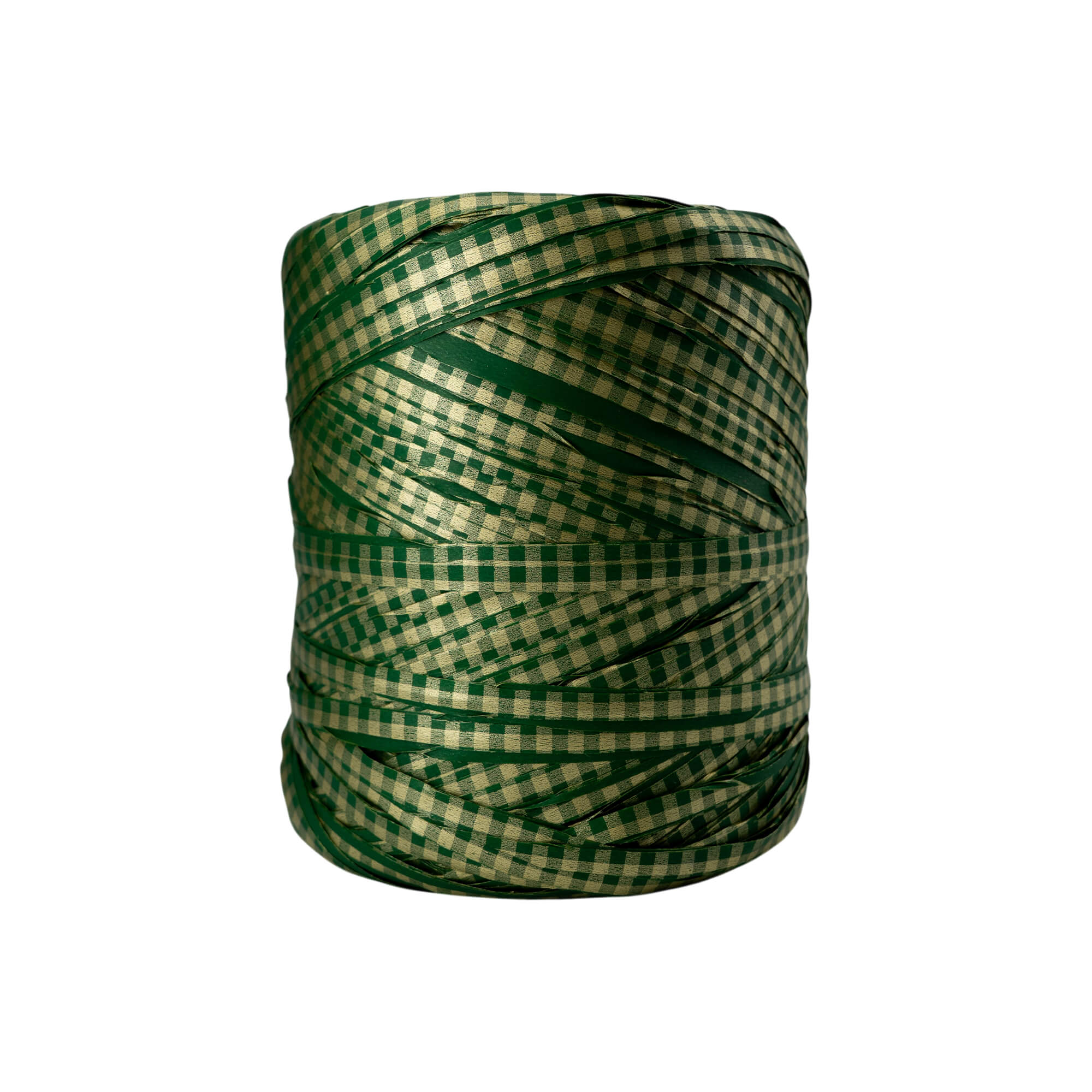 Fita Ráfia Vichy - Verde e Ouro - "Quadrados"