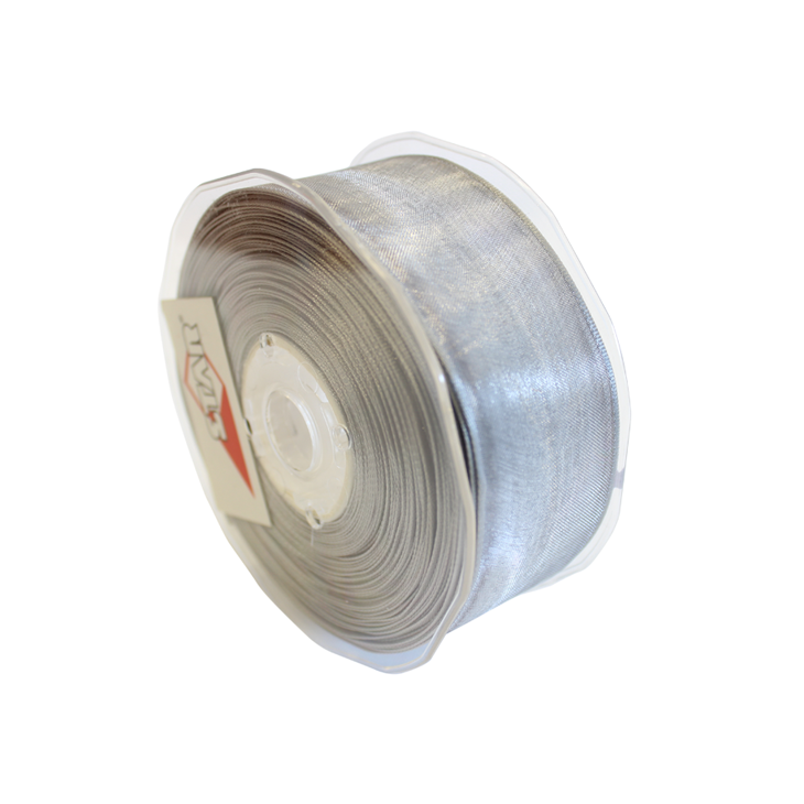 Cinta de organza alambrada sin orilla brillante - Plata