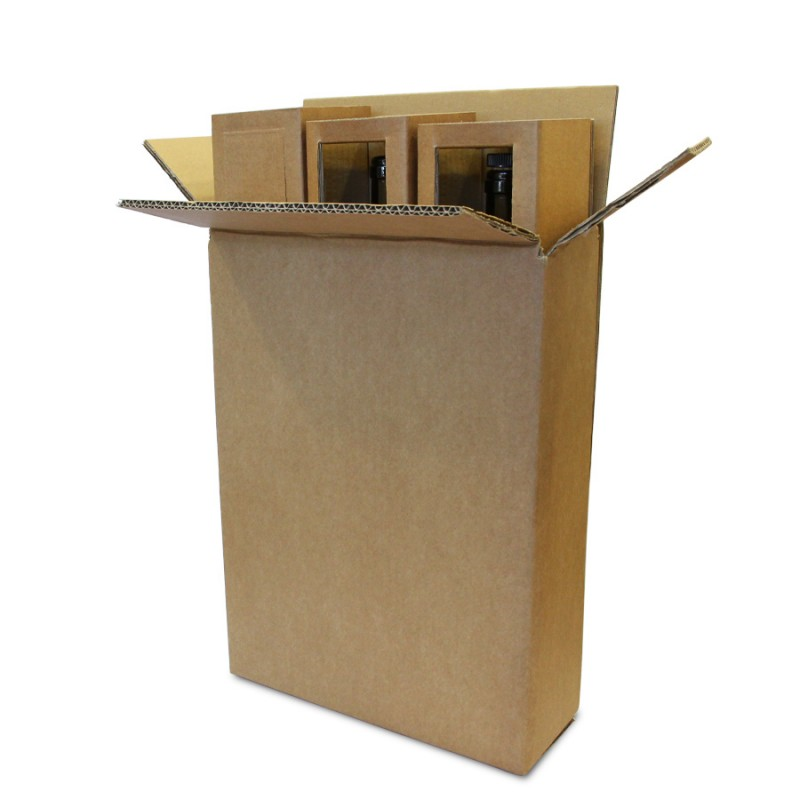 Cajas de cartón ondulado doble con interiores para botellas - Kraft