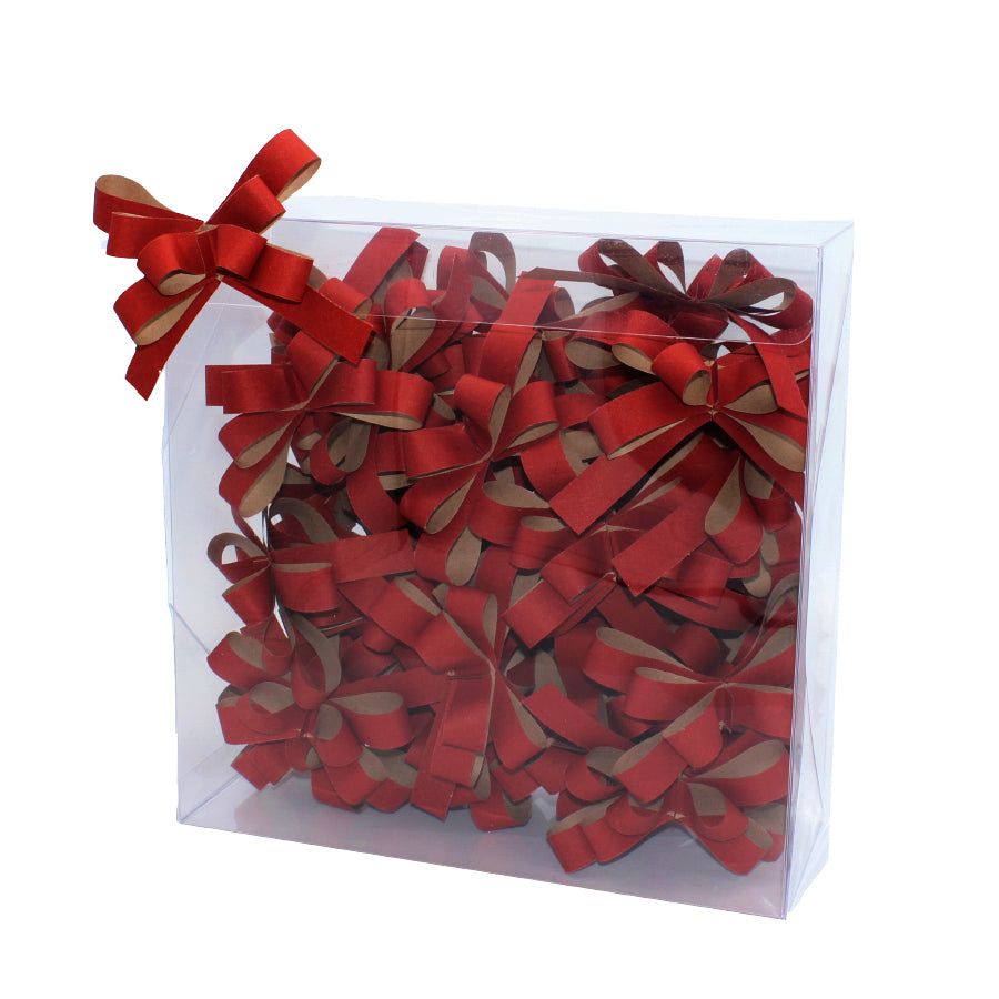 Caixa com 40 Laços de Papel com Adesivo - Vermelho