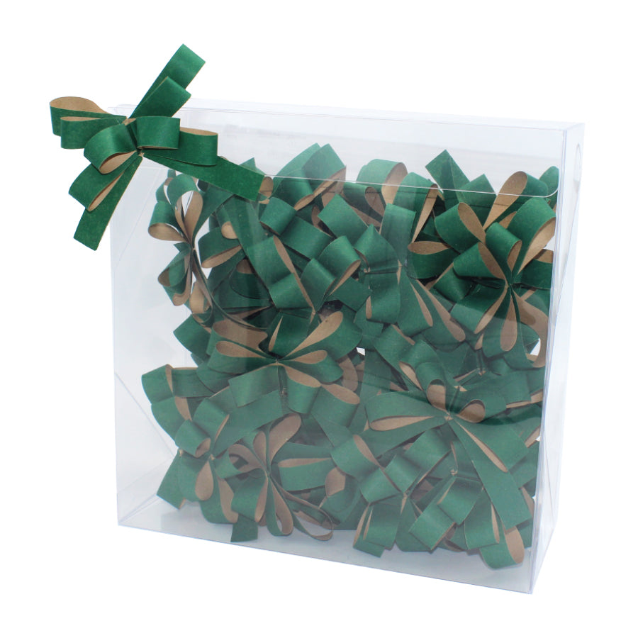 Caixa com 40 Laços de Papel com Adesivo - Verde Escuro