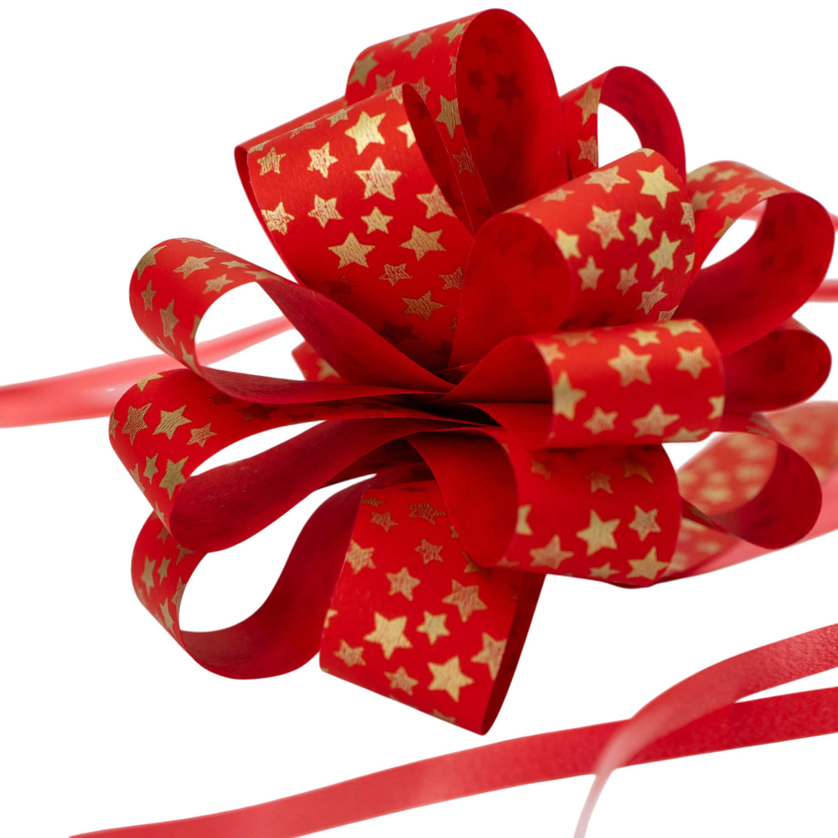 Box with Rapid Painted Bows - Red and Gold - "Stars"